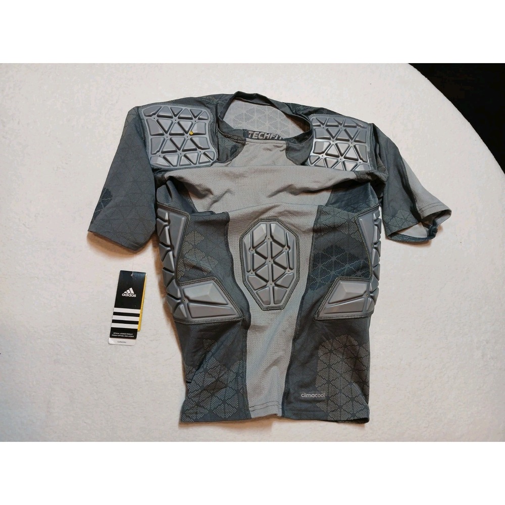 Adidas Techfit Ironskin 5-Pad Football Shirt Mens Large NWT Grey Small Flaw